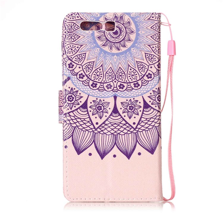 Patterned Wallet Leather Stand Case for Huawei P10 - Flower Pattern-2