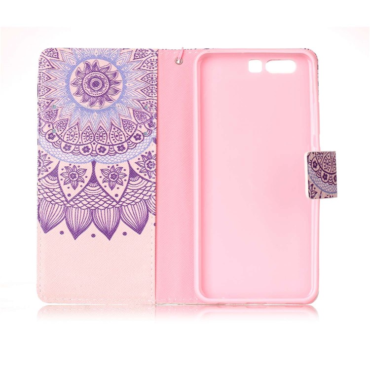 Patterned Wallet Leather Stand Case for Huawei P10 - Flower Pattern-3