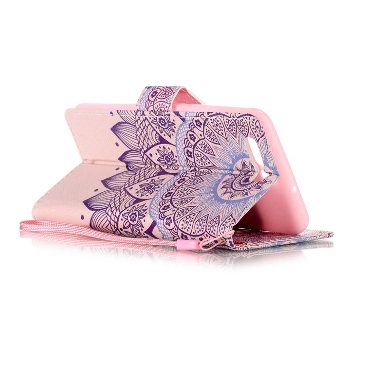 Patterned Wallet Leather Stand Case for Huawei P10 - Flower Pattern-4