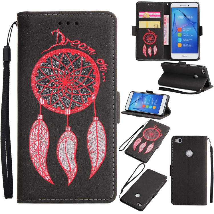 Dream Catcher Pattern Wallet Leather Flip Phone Case with Strap for Huawei P8 Lite (2017) / Honor 8 Lite - Black-1