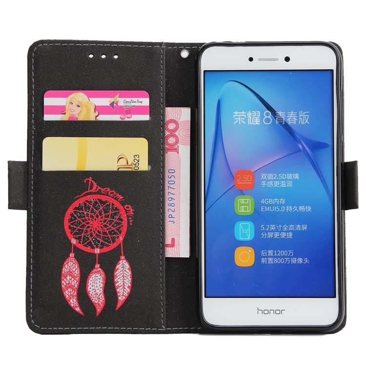 Dream Catcher Pattern Wallet Leather Flip Phone Case with Strap for Huawei P8 Lite (2017) / Honor 8 Lite - Black-4