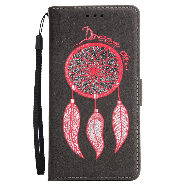 For Huawei Mate 9 Pro Dream Catcher Pattern Wallet Leather Stand Case with Strap - Black-2