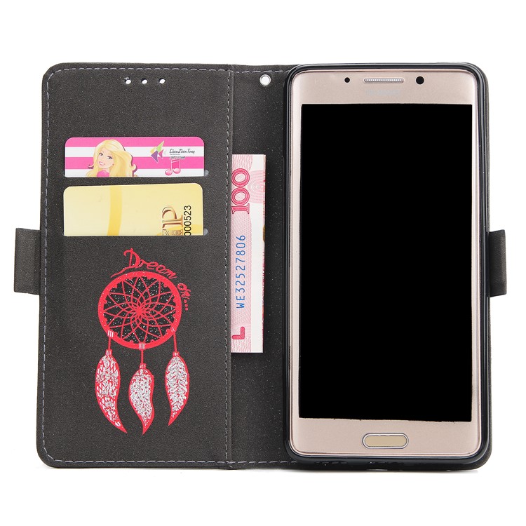 For Huawei Mate 9 Pro Dream Catcher Pattern Wallet Leather Stand Case with Strap - Black-4
