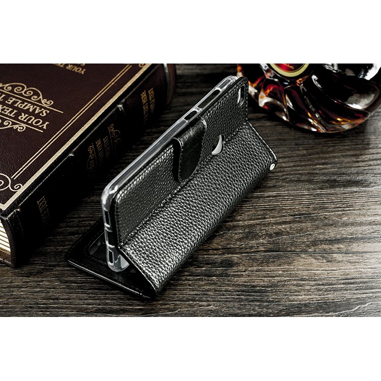 For Huawei P8 Lite (2017) / Honor 8 Lite Splicing Litchi Texture Wallet Leather Phone Cover - Black-3