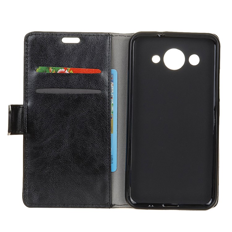 Crazy Horse Leather Wallet Case for Huawei Y3 (2017) - Black-4