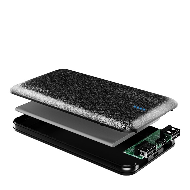USAMS US-CD21 10000mah Série De Mosaicos Banco De Energia Dual USB - Preto-4