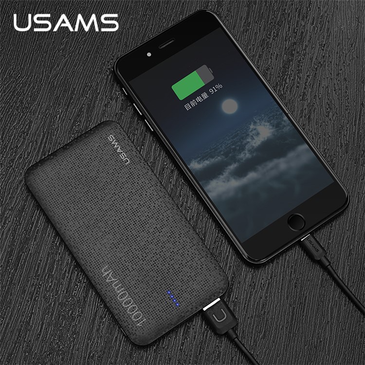 USAMS US-CD21 10000mah Série De Mosaicos Banco De Energia Dual USB - Preto-5