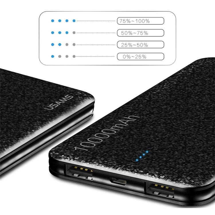 USAMS US-CD21 10000mah Série De Mosaicos Banco De Energia Dual USB - Preto-7