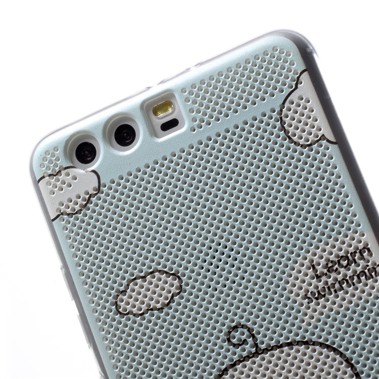 Hollow Mesh Pattern Printing Plastic Mobile Phone Case for Huawei P10 Plus - Cute Duckling Swimming with a Ring-6
