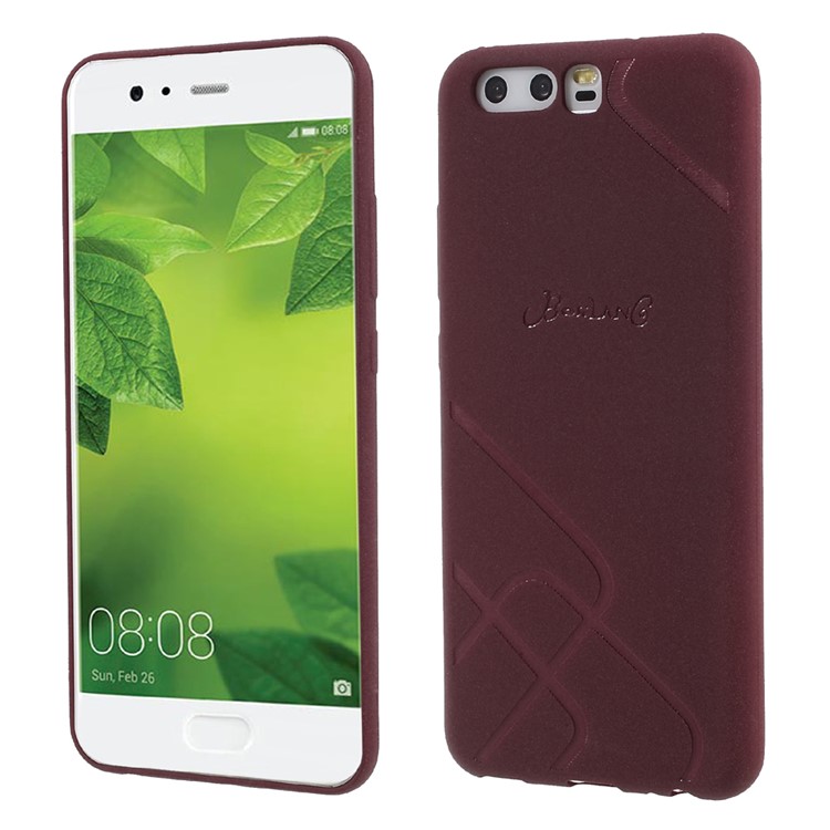BOSILANG Lines Pattern Matte TPU Case for Huawei P10 Plus - Wine Red-1