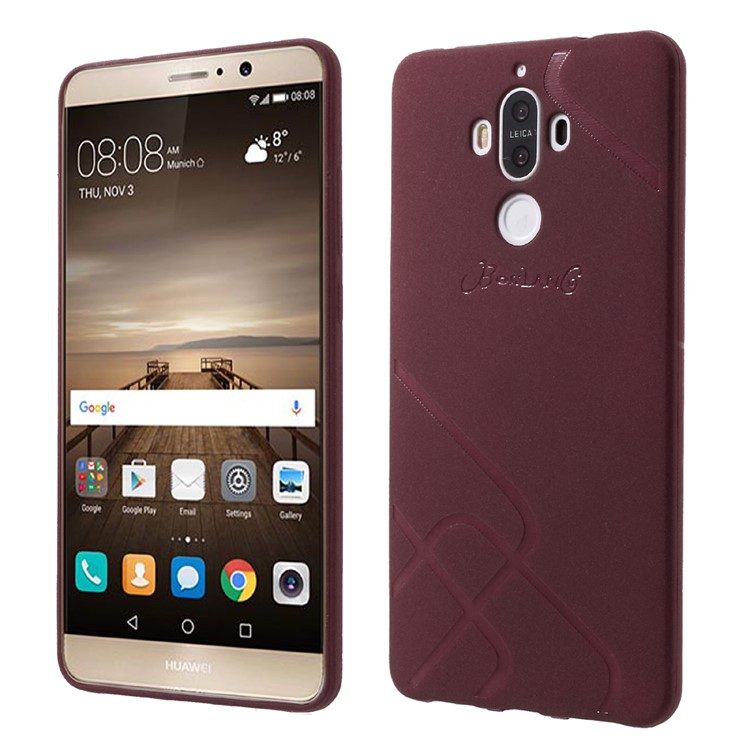 BOSILANG Lines Pattern Matte TPU Case for Huawei Mate 9 - Wine Red-1