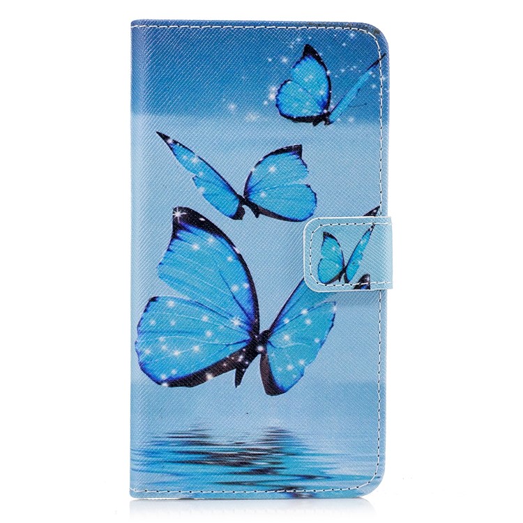 Pattern Printing Protective Leather Wallet Case for Huawei Honor 5c/GT3/Honor 7 Lite - Blue Butterfly-2