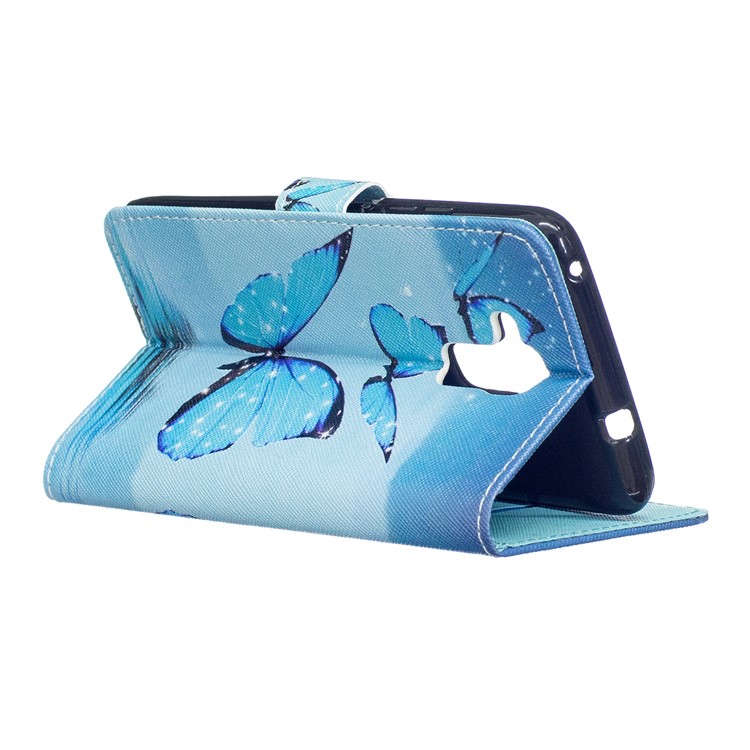 Pattern Printing Protective Leather Wallet Case for Huawei Honor 5c/GT3/Honor 7 Lite - Blue Butterfly-5