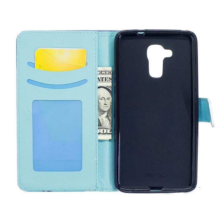 Pattern Printing Protective Leather Wallet Case for Huawei Honor 5c/GT3/Honor 7 Lite - Blue Butterfly-6