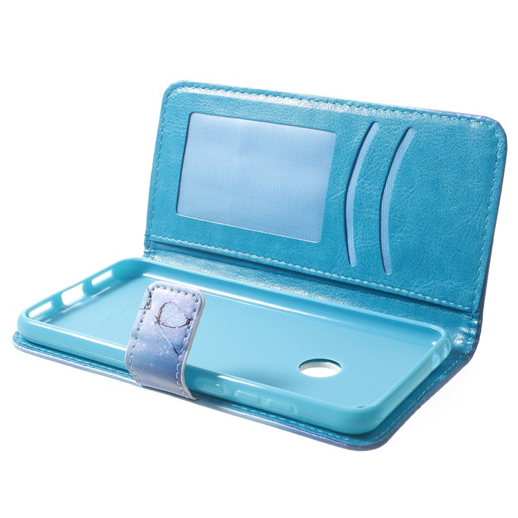 Pattern Printing Leather Wallet Phone Accessory Cover for Huawei P8 Lite (2017) / Honor 8 Lite - Blue Butterfly-5