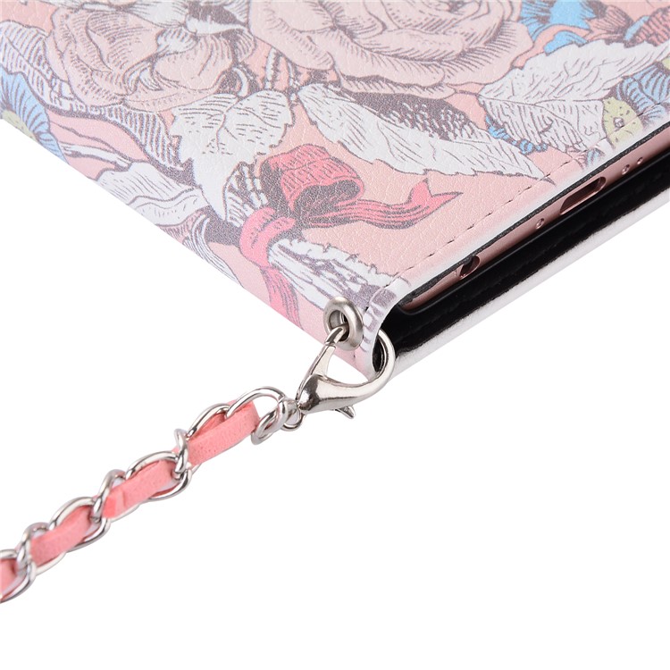 Rose Pattern Wallet Leather Cover Case with Lanyard for Huawei P10 Plus - Pink-9