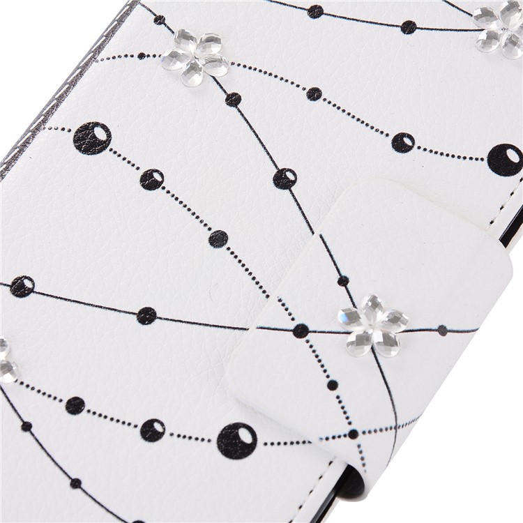 Crystal Flower Wallet Leather Phone Case with Lanyard for Huawei P10 - White-3