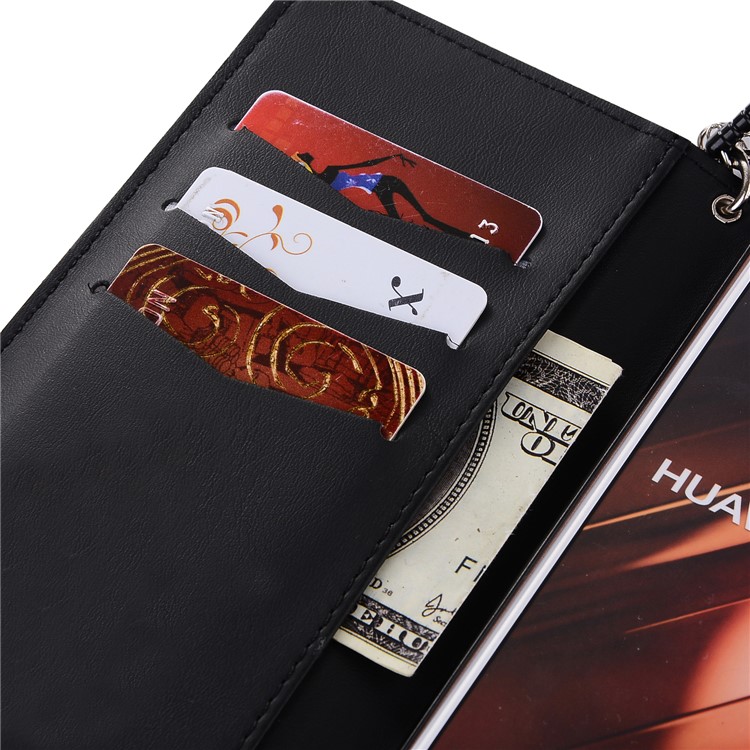 Crystal Flower Wallet Leather Phone Case with Lanyard for Huawei P10 - White-6