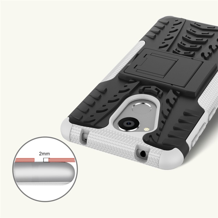 Tyre Pattern TPU + PC 2-in-1 Hybrid Mobile Case with Kickstand for Huawei Honor 6C - White-2