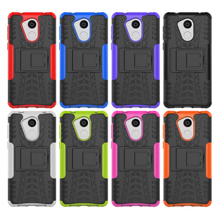 Tyre Pattern TPU + PC 2-in-1 Hybrid Mobile Case with Kickstand for Huawei Honor 6C - White-3
