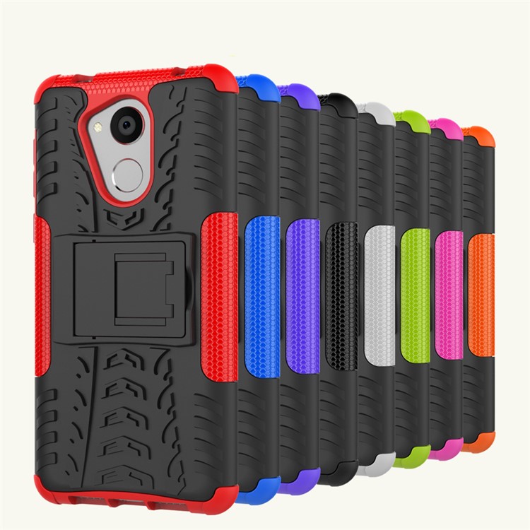 Tyre Pattern TPU + PC 2-in-1 Hybrid Mobile Case with Kickstand for Huawei Honor 6C - White-4