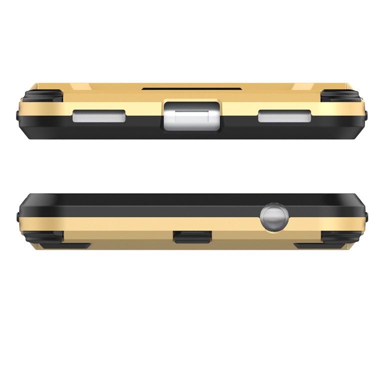 For Huawei Y5 (2017) / Y6 (2017) Armor Plastic TPU Hybrid Phone Casing with Kickstand - Gold-3