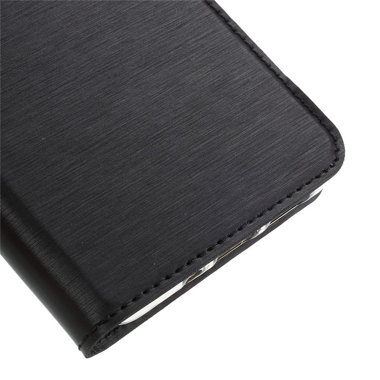 Card Slot Brushed PU Leather Stand Phone Cover for Huawei P10 Lite - Black-6