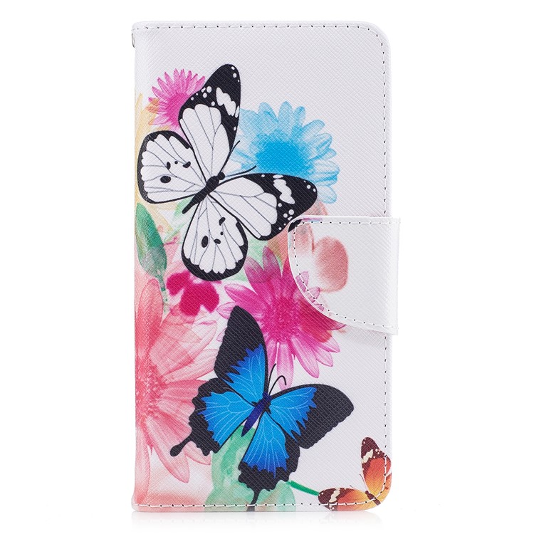Impression des motifs Portefeuille en cuir PU Boîtier protecteur pour téléphone portable avec support pour Huawei Honor 6c - Papillon et tournesol-2