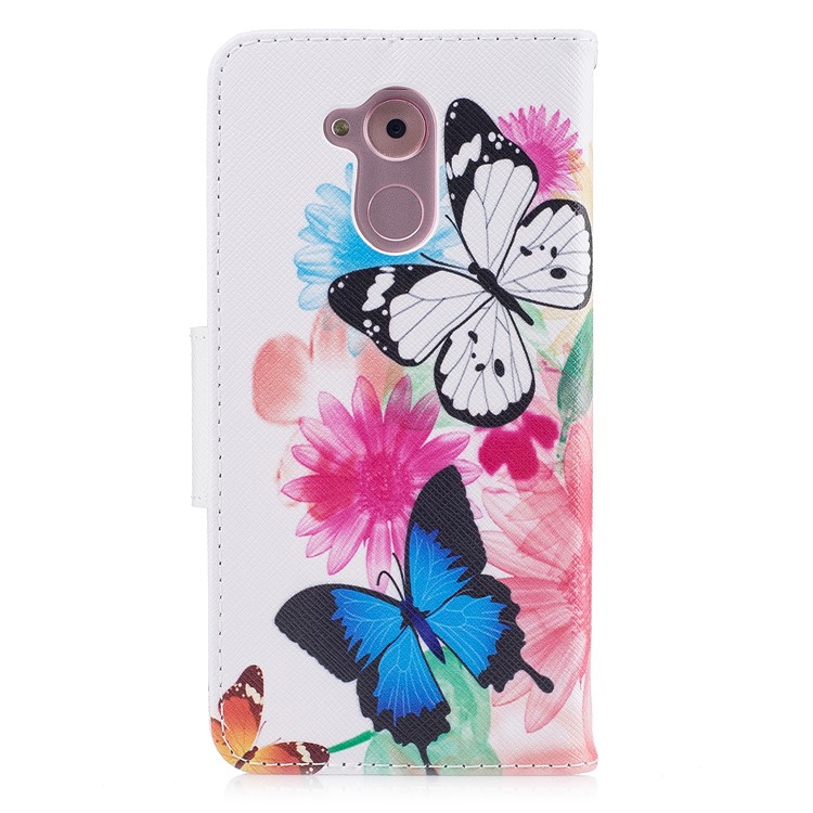 Impression des motifs Portefeuille en cuir PU Boîtier protecteur pour téléphone portable avec support pour Huawei Honor 6c - Papillon et tournesol-3