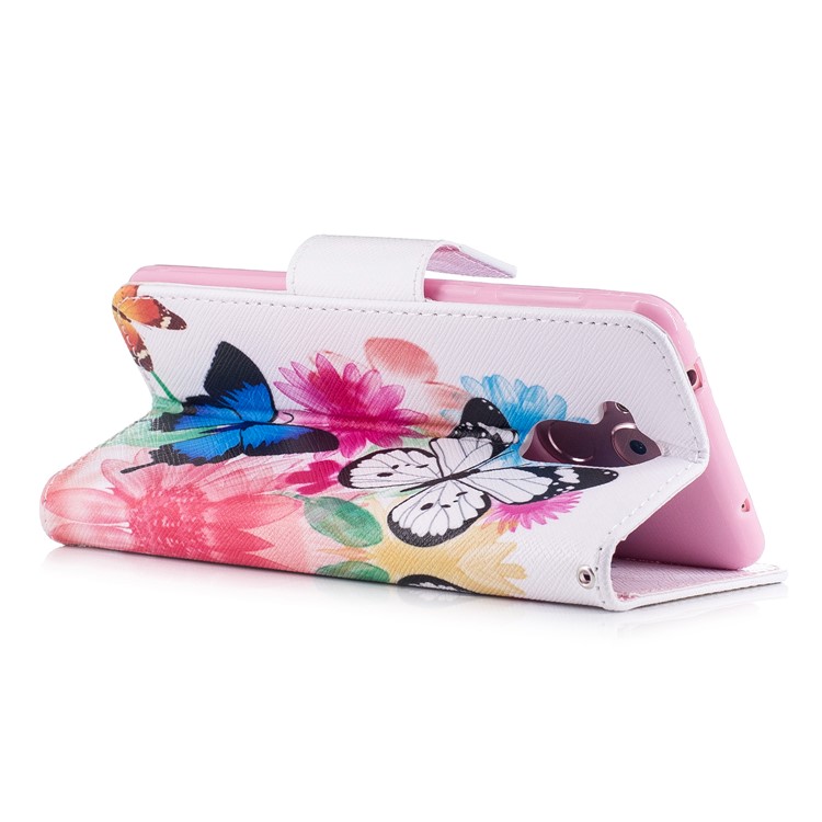 Impression des motifs Portefeuille en cuir PU Boîtier protecteur pour téléphone portable avec support pour Huawei Honor 6c - Papillon et tournesol-4