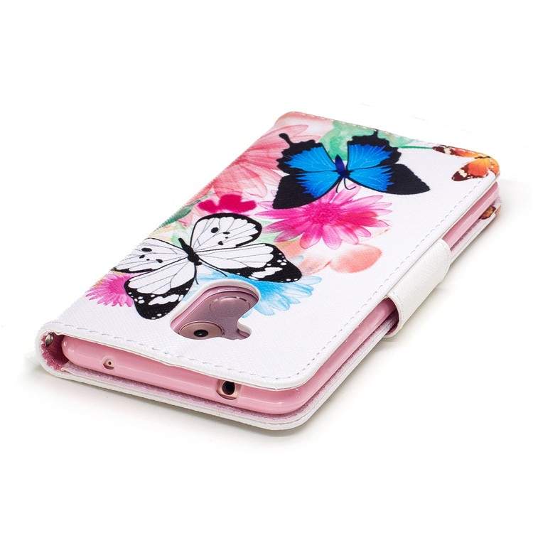 Impression des motifs Portefeuille en cuir PU Boîtier protecteur pour téléphone portable avec support pour Huawei Honor 6c - Papillon et tournesol-7