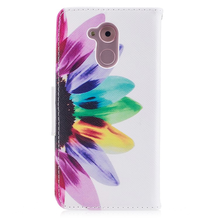 Pattern Printing Magnatic Leather Wallet Phone Casing with Stand for Huawei Honor 6c - Multi-color Sunflower-3