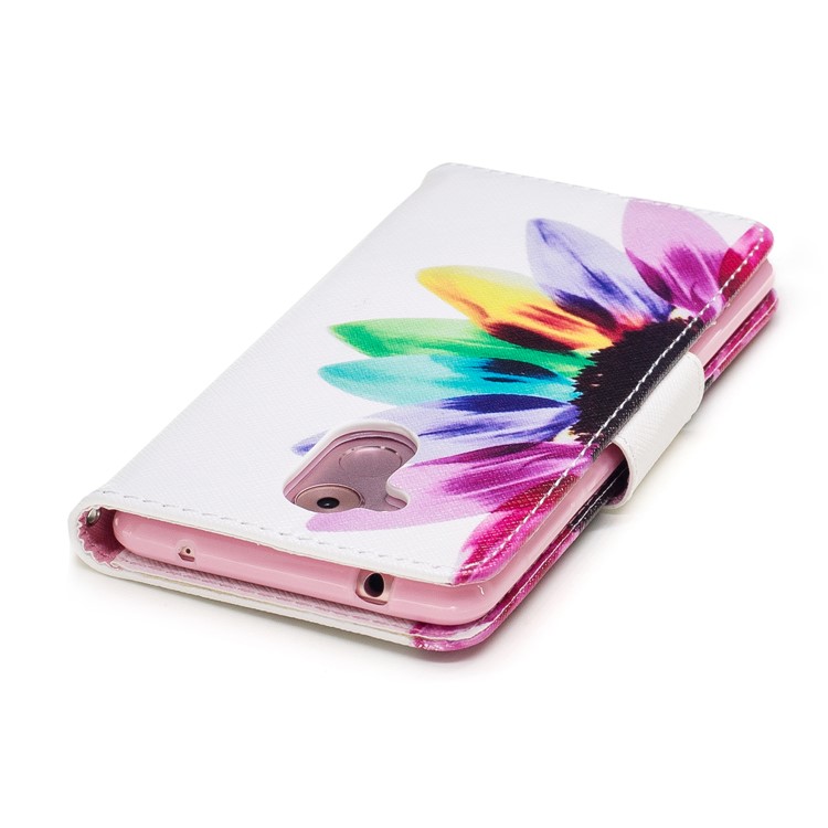 Pattern Printing Magnatic Leather Wallet Phone Casing with Stand for Huawei Honor 6c - Multi-color Sunflower-7