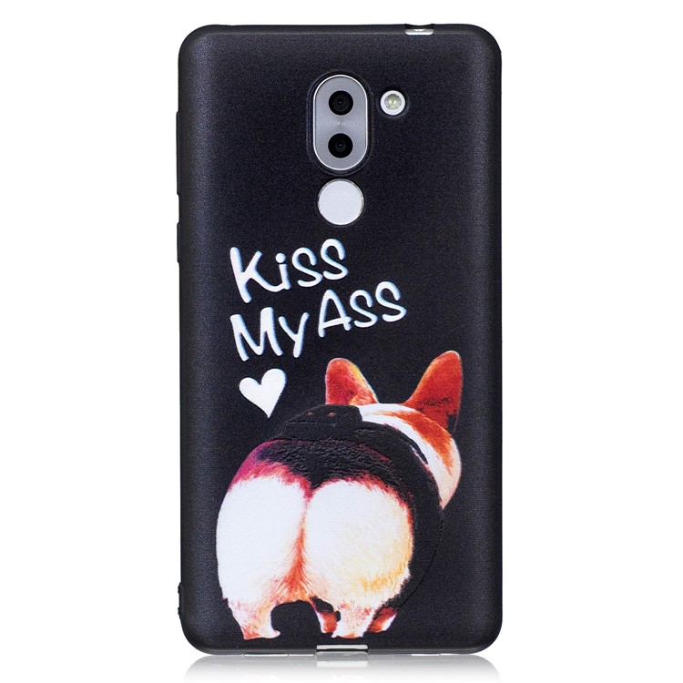 Embossing Pattern Matte Soft TPU Casing for Huawei Honor 6x (2016) - Kiss My Ass-2