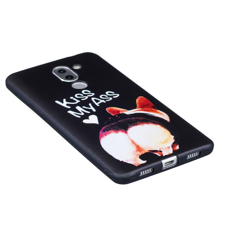 Embossing Pattern Matte Soft TPU Casing for Huawei Honor 6x (2016) - Kiss My Ass-4