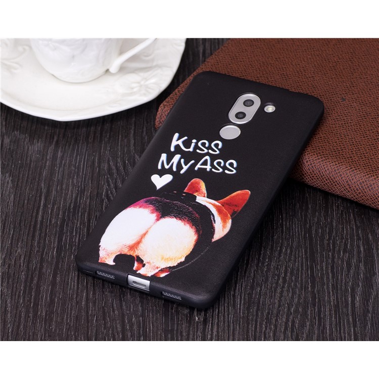 Embossing Pattern Matte Soft TPU Casing for Huawei Honor 6x (2016) - Kiss My Ass-8