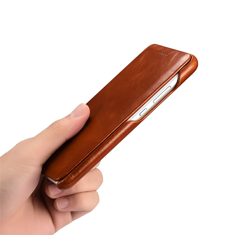 ICARER Curved Edge Vintage Genuine Leather Phone Shell for Huawei P10 Plus - Brown-10