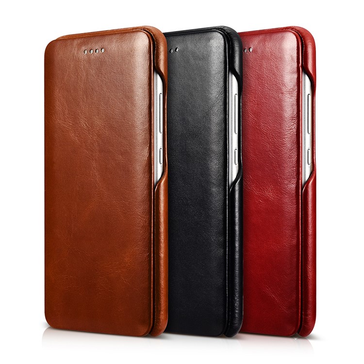 ICARER Curved Edge Vintage Genuine Leather Phone Shell for Huawei P10 Plus - Brown-11