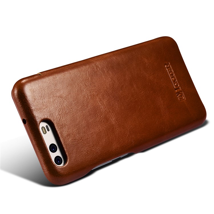 ICARER Curved Edge Vintage Genuine Leather Phone Shell for Huawei P10 Plus - Brown-2
