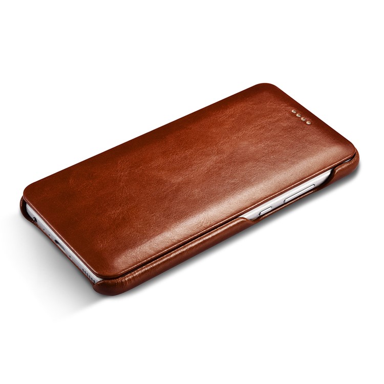 ICARER Curved Edge Vintage Genuine Leather Phone Shell for Huawei P10 Plus - Brown-5