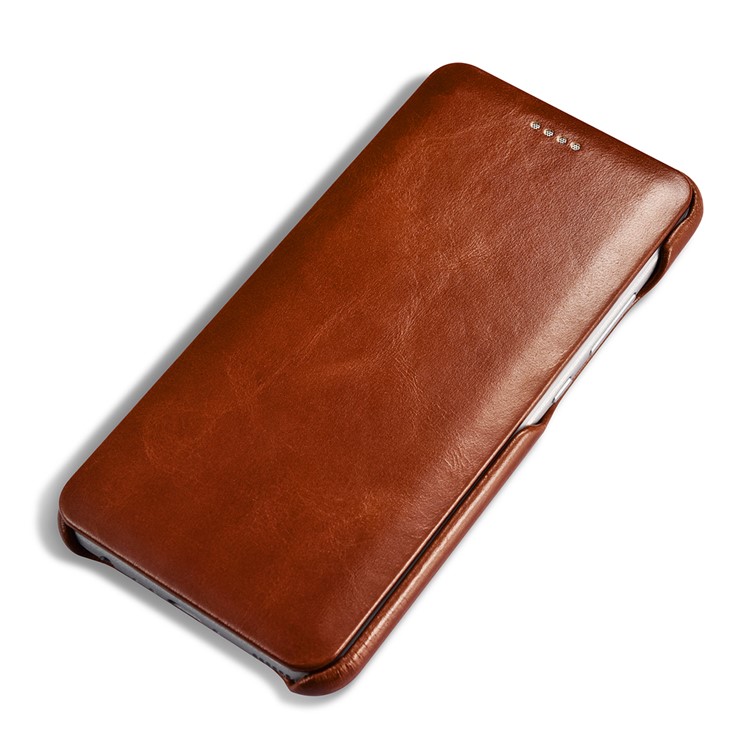 ICARER Curved Edge Vintage Genuine Leather Phone Shell for Huawei P10 Plus - Brown-6