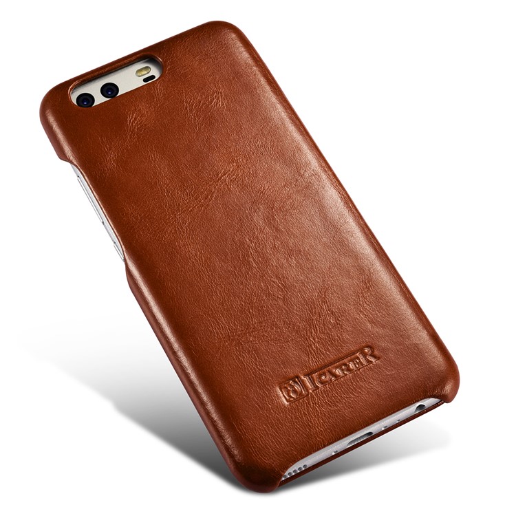 ICARER Curved Edge Vintage Genuine Leather Phone Shell for Huawei P10 Plus - Brown-7