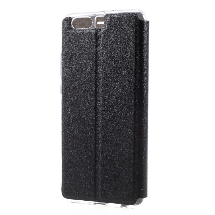 Slide to Answer View Window Leather Cover for Huawei P10 Lite - Black-2