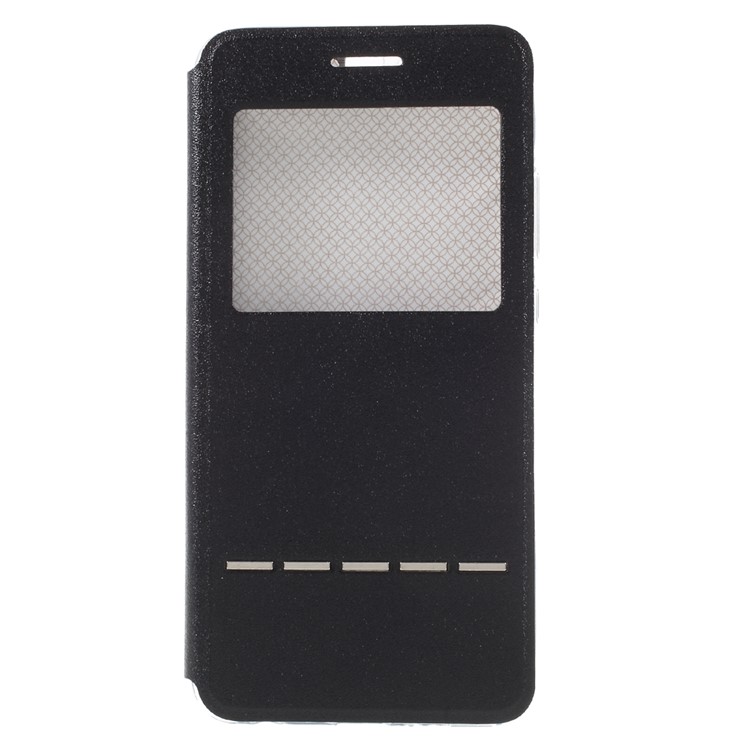 Slide to Answer View Window Leather Cover for Huawei P10 Lite - Black-6