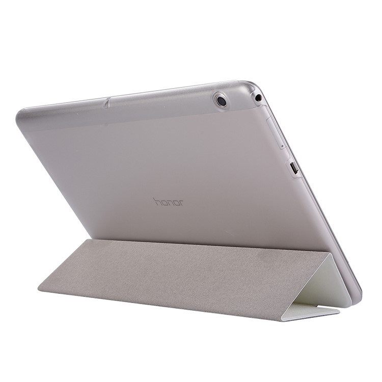 Silk Texture Tri-fold Stand PU Leather Flip Case para Huawei MediaPad T3 10 - Branco-3