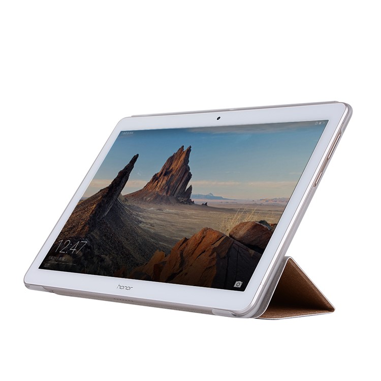 Silk Texture Tri-fold Stand PU Leather Flip Case para Huawei MediaPad T3 10 - Branco-4