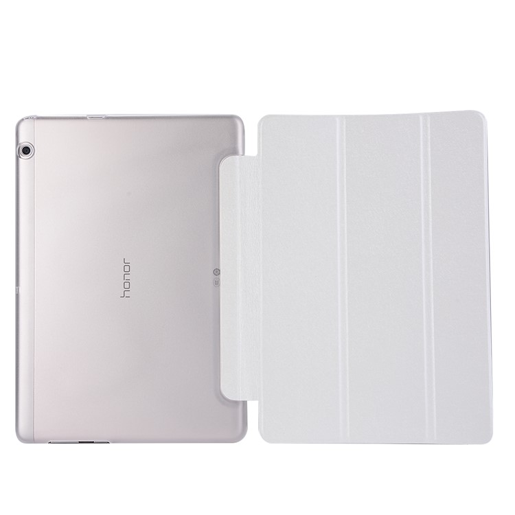 Silk Texture Tri-fold Stand PU Leather Flip Case para Huawei MediaPad T3 10 - Branco-9