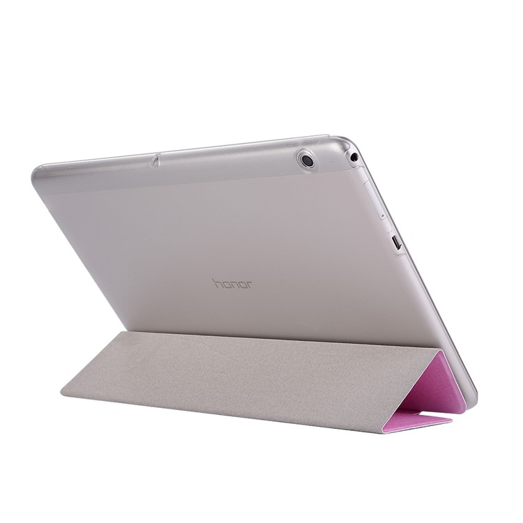 soie texture tri-Fold Stand en cuir PU pour Huawei MediaPad T3 10 - Rose-3