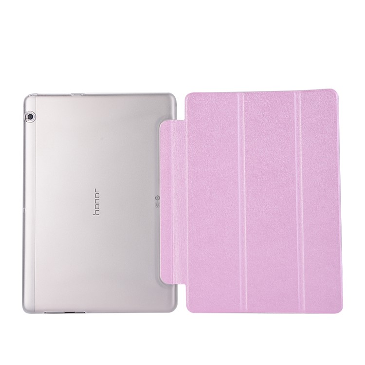 soie texture tri-Fold Stand en cuir PU pour Huawei MediaPad T3 10 - Rose-9