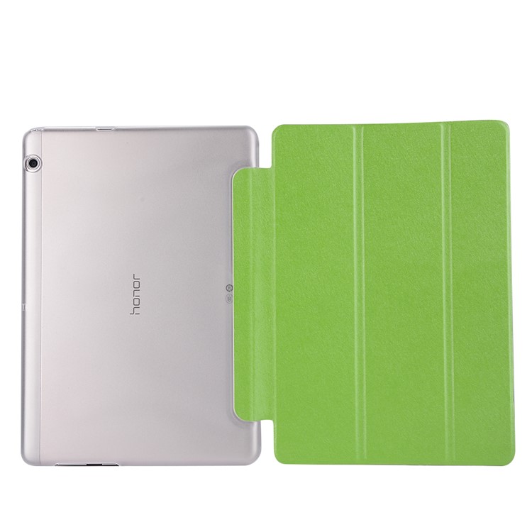 Silk Grain Tri-fold Leather Flip Cover for Huawei MediaPad T3 10 - Green-3